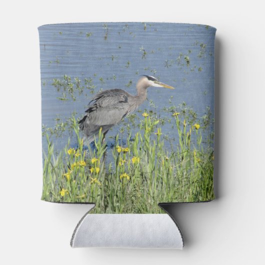 Grote Blauwe Heron in de rivier. Blikjeskoeler (Achterkant)