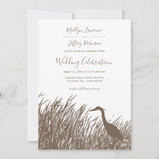 Grote Blauwe Heron in een rustige bruiloft met moe Kaart (Voorkant)