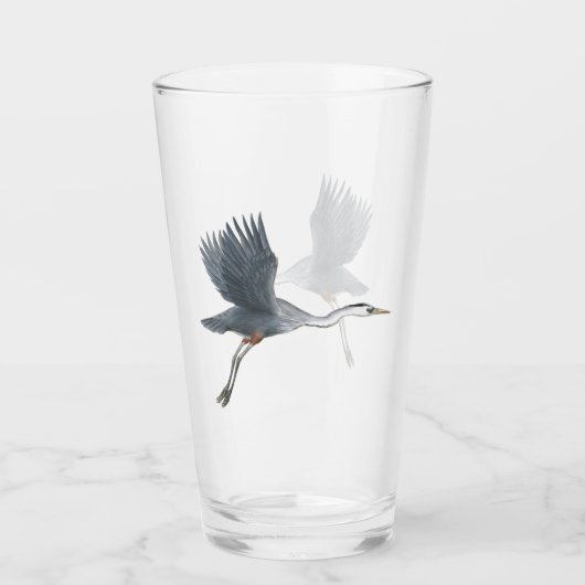 Grote Blauwe Heron in vlucht Glas (Voorkant)