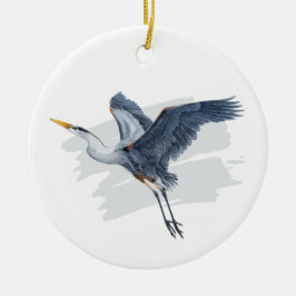 Grote Blauwe Heron in Vlucht Keramisch Ornament
