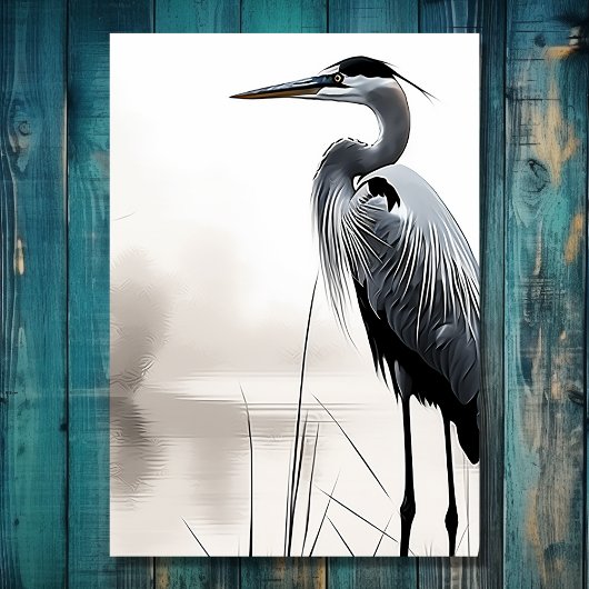 Grote Blauwe Heron Kustvogel QR Code Bruiloft RSVP Kaartje