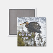 GROTE BLAUWE HERON magneet geschenken (Voorkant / Achterkant)