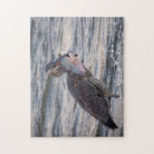 Grote Blauwe Heron met een enorme vis Legpuzzel (Verticaal)