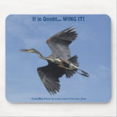 GROTE BLAUWE HERON Mousepad Muismat (Voorkant)
