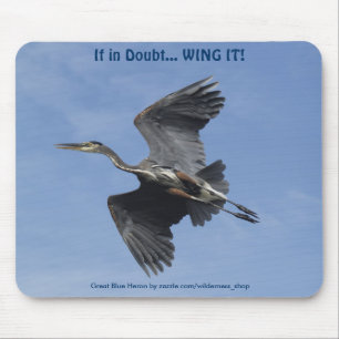 GROTE BLAUWE HERON Mousepad Muismat