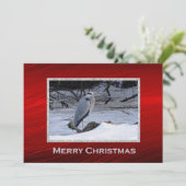 Grote Blauwe Heron Sneeuw Foto Kerst Flat Feestdagenkaart (Staand voorkant)