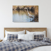 Grote Blauwe Heron Staande in Water Canvas Afdruk (Insitu (Slaapkamer))