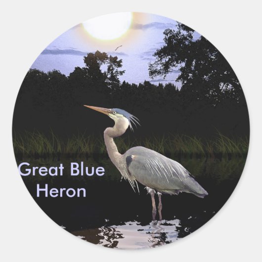 GROTE BLAUWE HERON STICKERS (Voorkant)