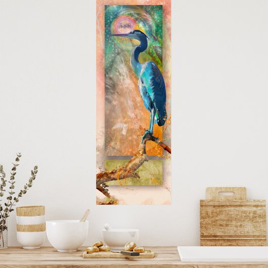 GROTE BLAUWE HERON TRANQUILITEIT POSTER (Keuken)