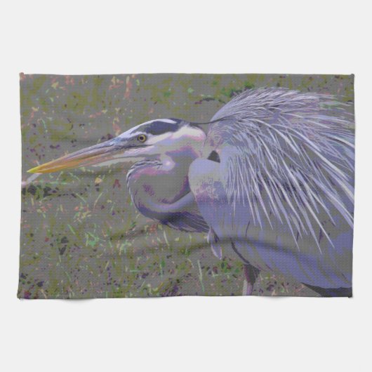 Grote Blauwe Heron-uitdaging Theedoek (Horizontaal)