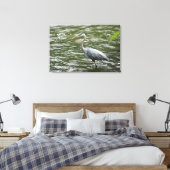 Grote Blauwe Heron Verpakte Canvas Print (Insitu (Slaapkamer))