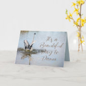 Grote Blauwe Heron Vleugels Verspreid op Water Kaart (Gele Bloem)