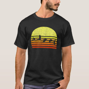 Grote Blauwe Heron Vogel Retro Zonsondergang Dist T-shirt
