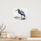 Grote Blauwe Heron Vogelkunst Print Poster (Keuken)