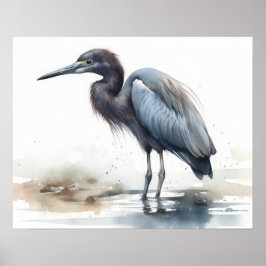 Grote Blauwe Heron Vogelkunst Print Poster