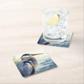 Grote Blauwe Heron Waterverf Vogelkunst Wetlands Kartonnen Onderzetters (Insitu)