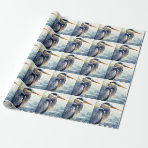 Grote Blauwe Heron Wildlife Wetlands Vogelkunst Na Cadeaupapier