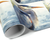 Grote Blauwe Heron Wildlife Wetlands Vogelkunst Na Cadeaupapier (Rol Hoek)