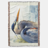 Grote Blauwe Heron Wildlife Wetlands Vogelkunst Na Deken (Voorkant Verticaal)