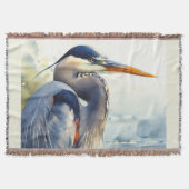 Grote Blauwe Heron Wildlife Wetlands Vogelkunst Na Deken (Voorkant)