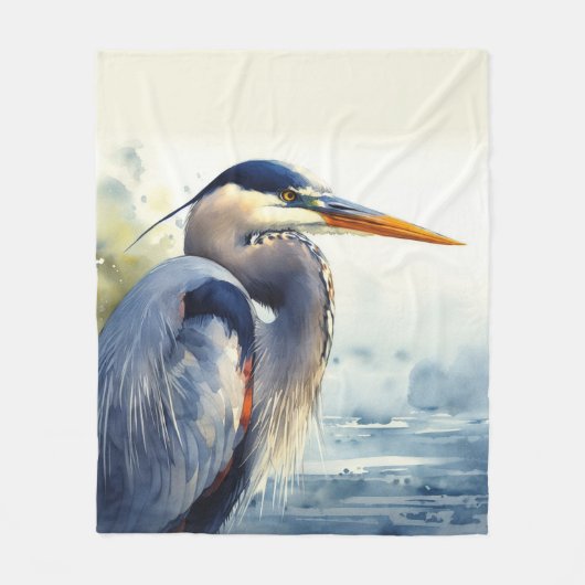 Grote Blauwe Heron Wildlife Wetlands Vogelkunst Na Fleece Deken (Voorkant)