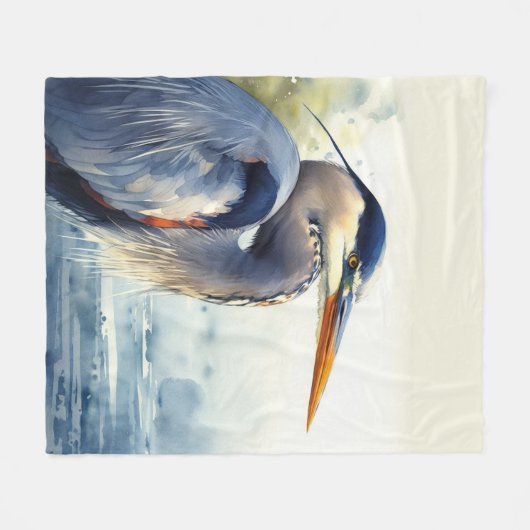 Grote Blauwe Heron Wildlife Wetlands Vogelkunst Na Fleece Deken (Voorkant (Horizontaal))