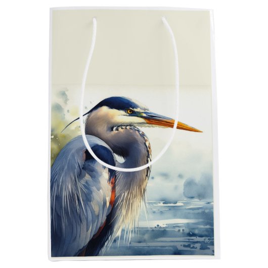 Grote Blauwe Heron Wildlife Wetlands Vogelkunst Na Medium Cadeauzakje (Voorkant)