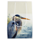Grote Blauwe Heron Wildlife Wetlands Vogelkunst Na Medium Cadeauzakje (Achterkant)