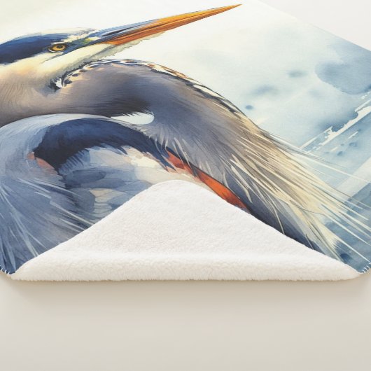 Grote Blauwe Heron Wildlife Wetlands Vogelkunst Na Sherpa Deken (3/4)