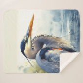 Grote Blauwe Heron Wildlife Wetlands Vogelkunst Na Sherpa Deken (Voorkant (horizontaal))