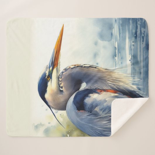 Grote Blauwe Heron Wildlife Wetlands Vogelkunst Na Sherpa Deken (Voorkant (horizontaal))