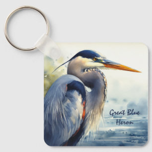 Grote Blauwe Heron Wildlife Wetlands Vogelkunst Na Sleutelhanger
