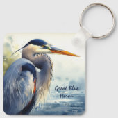 Grote Blauwe Heron Wildlife Wetlands Vogelkunst Na Sleutelhanger (Achterkant)