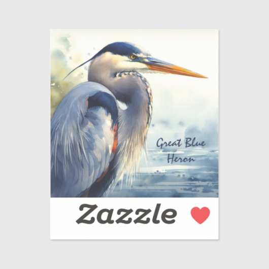 Grote Blauwe Heron Wildlife Wetlands Vogelkunst Na Sticker (Vel)