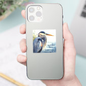 Grote Blauwe Heron Wildlife Wetlands Vogelkunst Na Sticker (Telefoon)