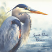 Grote Blauwe Heron Wildlife Wetlands Vogelkunst Na Sticker (Voorkant)
