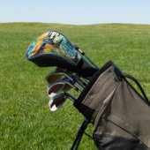 Grote Blauwe Heron Zonsondergang Wildbloemen Lands Golfheadcover (Insitu)