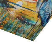 Grote Blauwe Heron Zonsondergang Wildbloemen Lands Snijplank (Hoek)