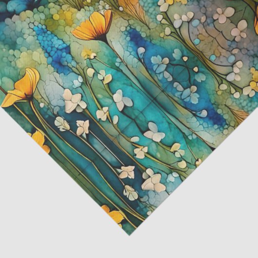 Grote Blauwe Heron Zonsondergang Wildbloemen Lands Tissuepapier (Detail)