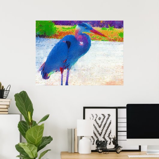 Grote blauwe hert abstract poster (Thuiskantoor)