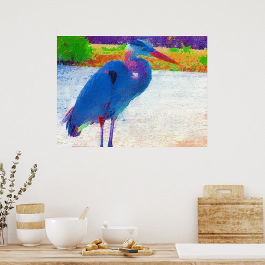 Grote blauwe hert abstract poster (Keuken)