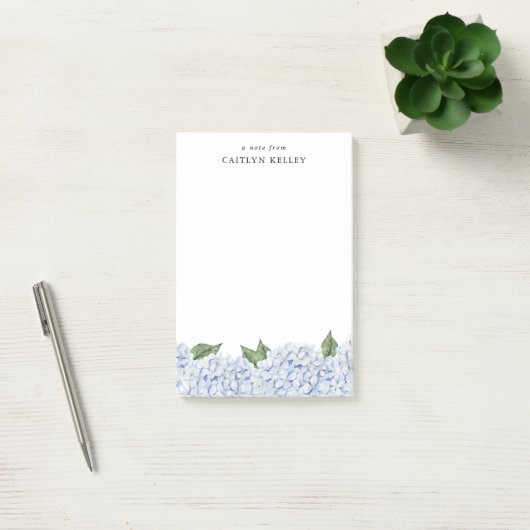 Grote blauwe hortensia waterverf rand aangepast post-it® notes (Kantoor)