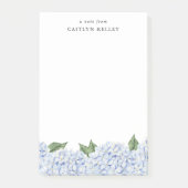 Grote blauwe hortensia waterverf rand aangepast post-it® notes (Voorkant)