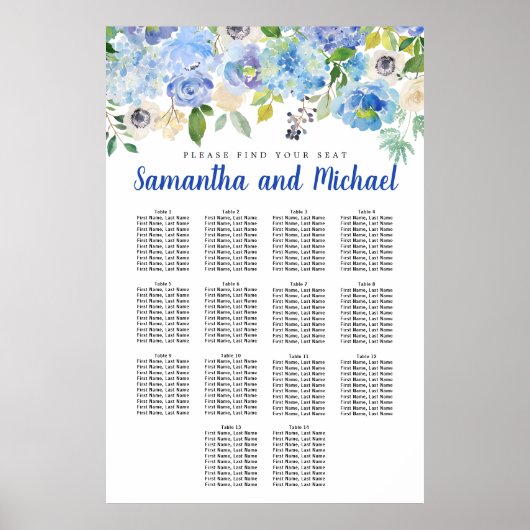 Grote blauwe hydrangea 14-tabel poster (Voorkant)