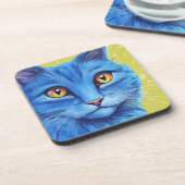 Grote blauwe kat. bier onderzetter (Linkerzijde)