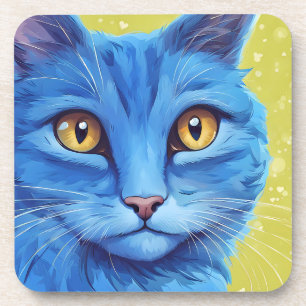 Grote blauwe kat. bier onderzetter
