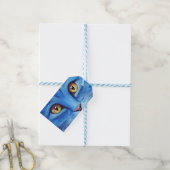 Grote blauwe kat. cadeaulabel (Met Touw)