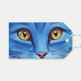 Grote blauwe kat. cadeaulabel