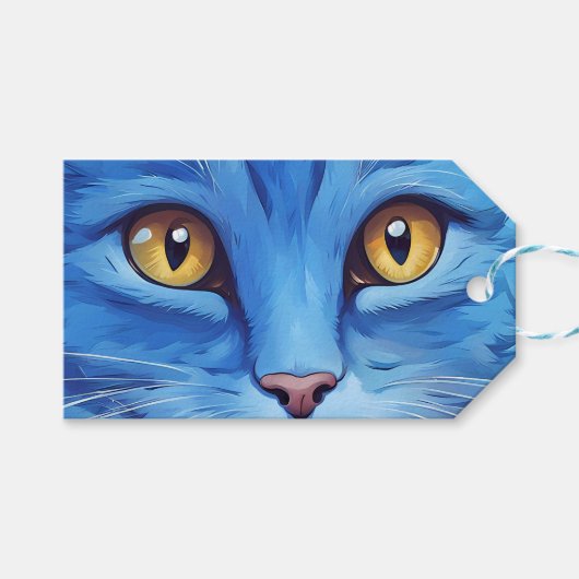 Grote blauwe kat. cadeaulabel (Voorkant (Horizontaal))