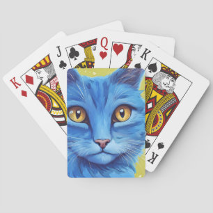 Grote blauwe kat. pokerkaarten